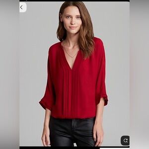 Joie Deep Red V-Neck Blouse